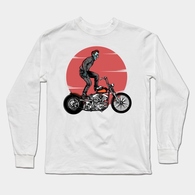 Zombie Motorbike Long Sleeve T-Shirt by D3monic